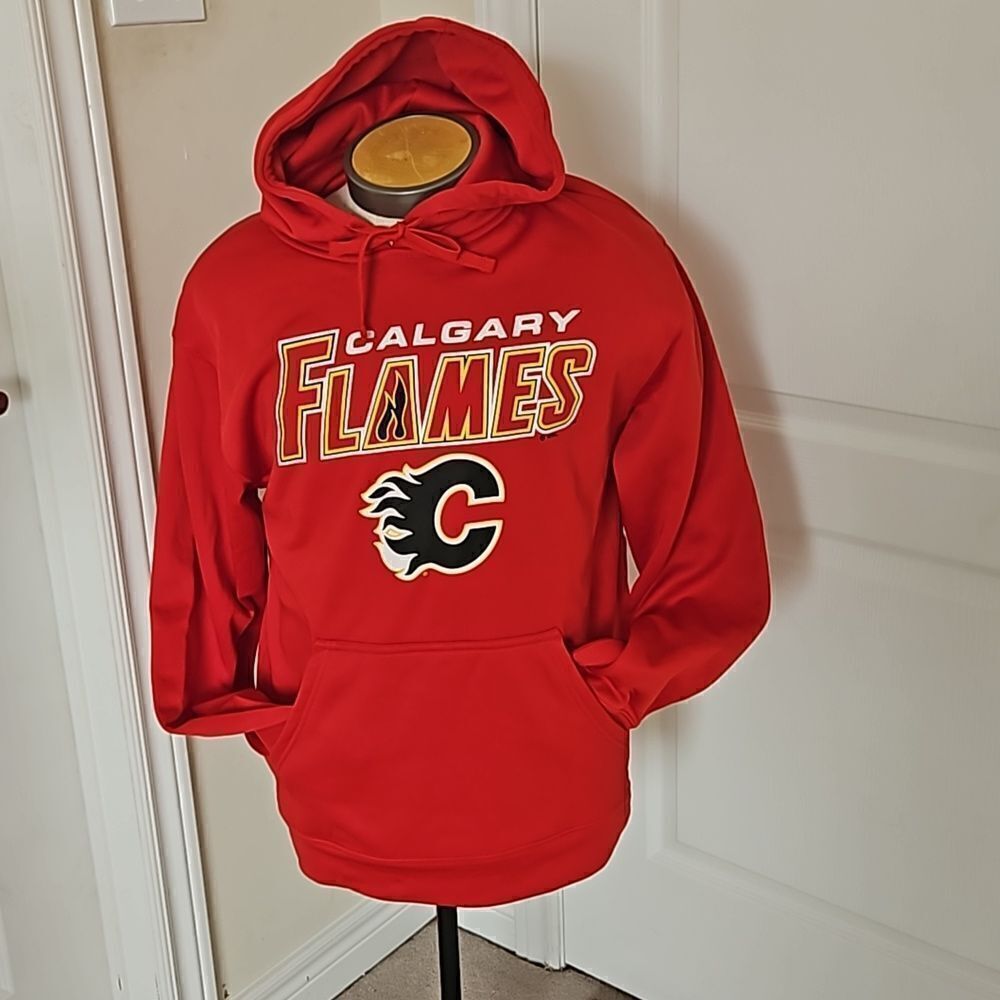 NHL Men's Hockey Calgary Flames Hoodie Long Sleeves Sweater Medium Red